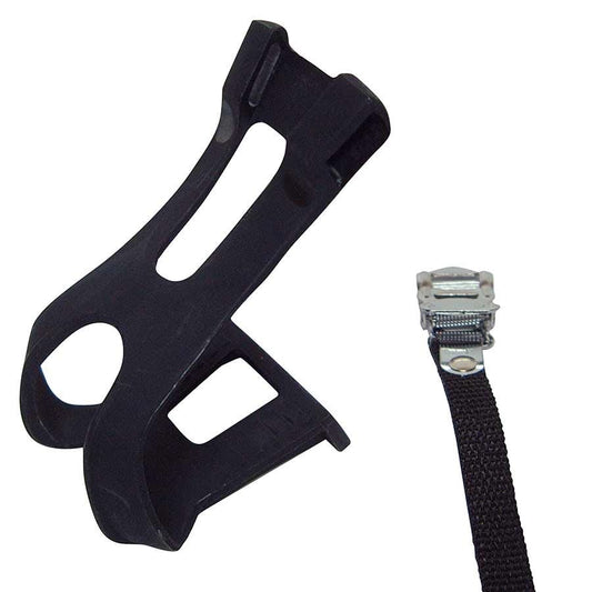 Double toe-clips, Nylon straps, Black, Large