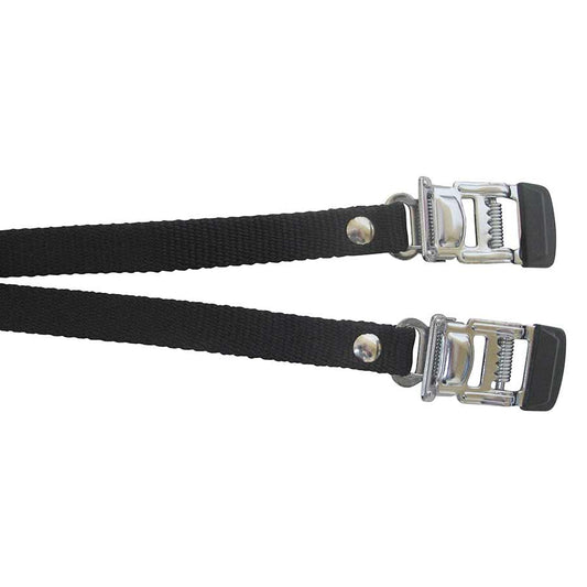EVO, Nylon toe clip straps with steel buckle, Black