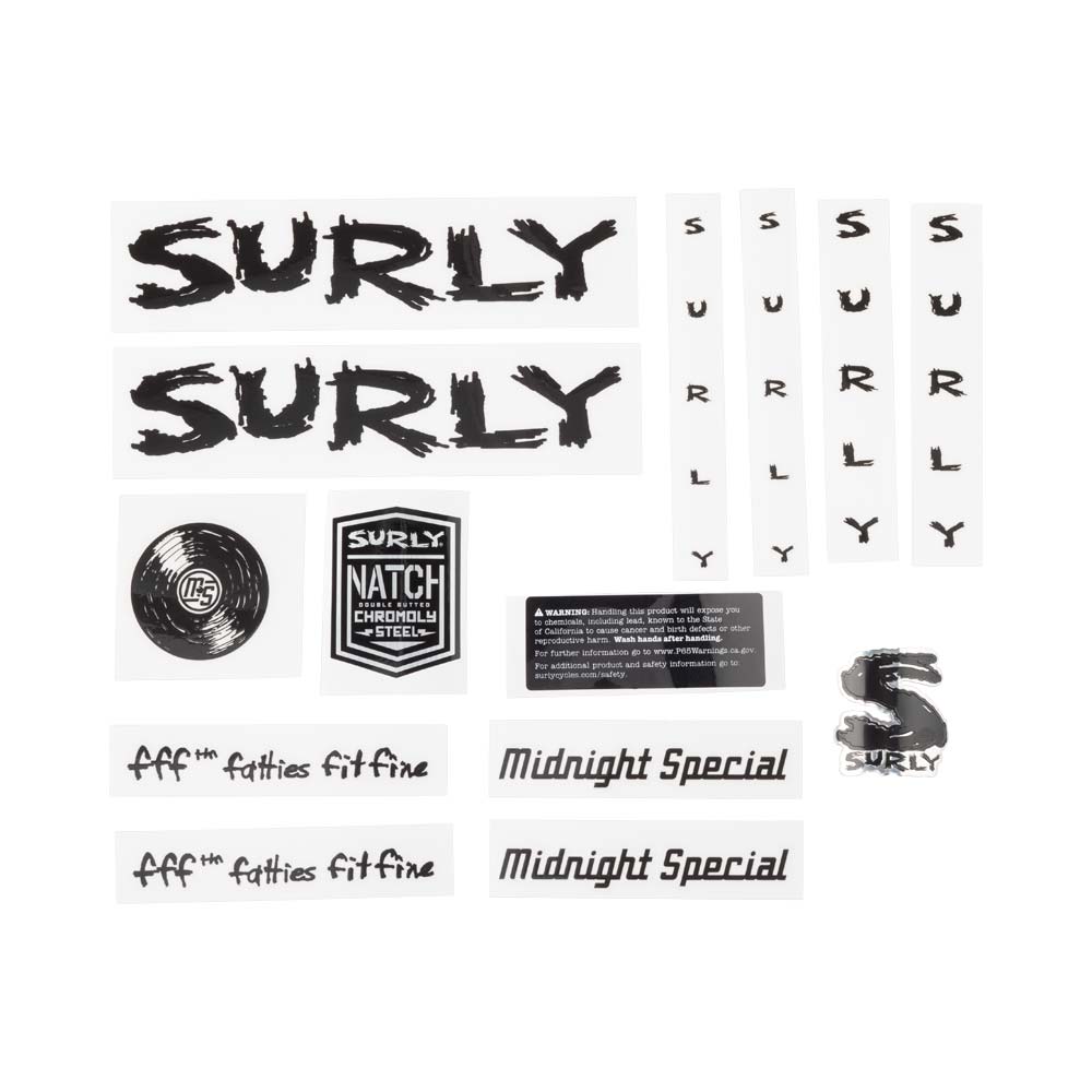 Surly Midnight Special Frame Decal Set - Black, with Record